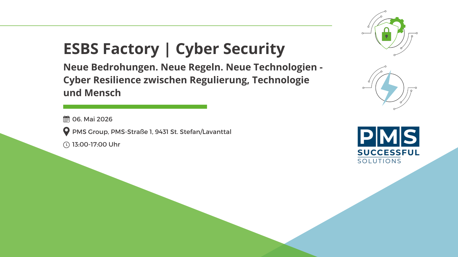 ESBS Factory Workshop Sujet mit Logos der Areas und PMS zum Thema Cyber Security